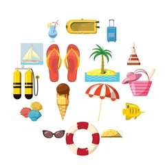 Travel Icons set in cartoon style isolated on white background