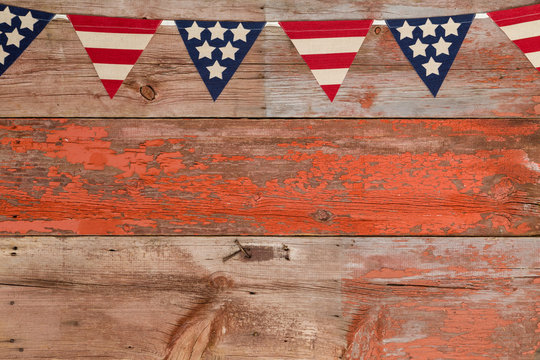 Patriotic bunting with stars and stripes of USA