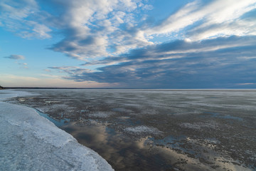 Spring landscape at the Ob reservoir.