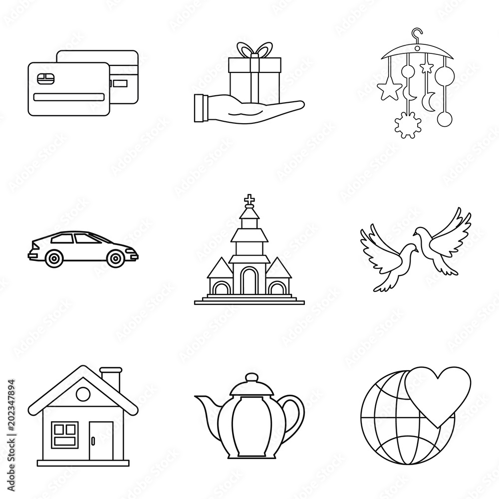 Poster companion icons set. outline set of 9 companion vector icons for web isolated on white background