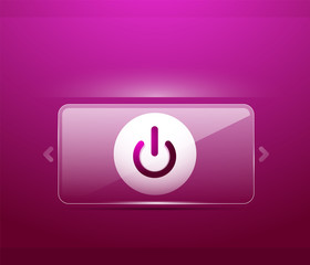 Glass transparent effect power start button, on off icon, vector UI or app symbol design