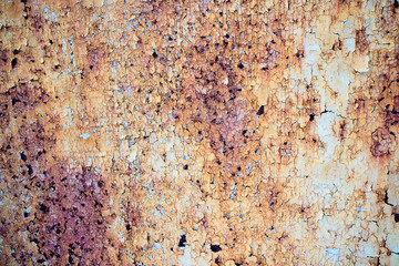 rusty iron coating with shabby paint texture of the old paint on iron