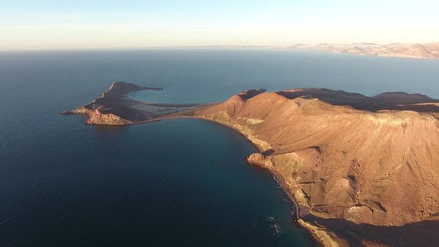 Aerial panoramic views of isla San Jose, Baja California 
Sur, Mexico. Sea of cortez.