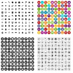 100 globe icons set vector in 4 variant for any web design isolated on white