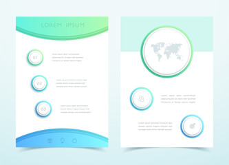 Vector Business Blue 3d Page Template Infographic