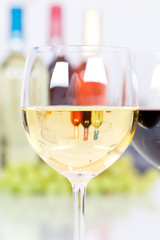 White wine in a glass portrait format
