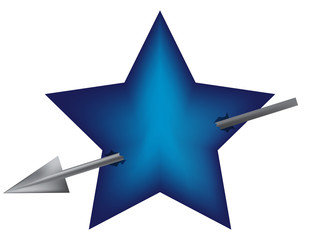 Star and arrow on white background