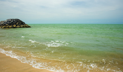 Wave & Sand beach background , holiday or relax in summer concept.