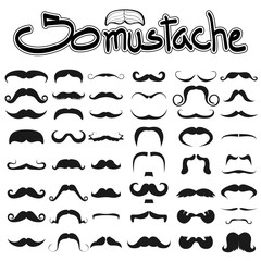 Big set of mustache vector on white background set 1 , hipster m