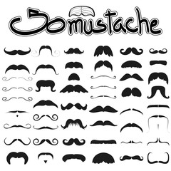 Big set of mustache vector on white background set 2 , hipster m