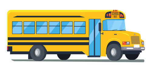 Icon of School Bus Isolated Illustration on White