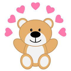 Toy bear with red hearts