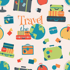Vector World Travel Seamless Pattern Background