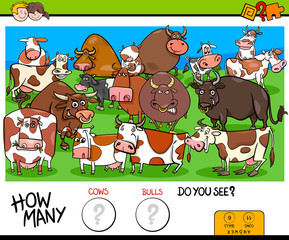 Obraz na płótnie Canvas counting cows and bulls educational game for kids