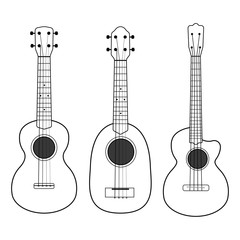 Ukulele line isolated on white background. Vector illustration