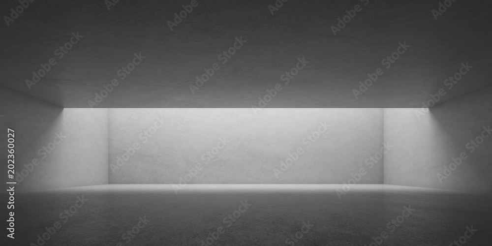 Poster abstract of minimal architecture space with white concrete wall and light and shadow of the sun,3d r