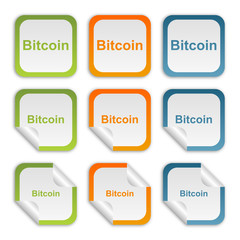 Aufkleber Set - grün orange blau - Krypto - Bitcoin