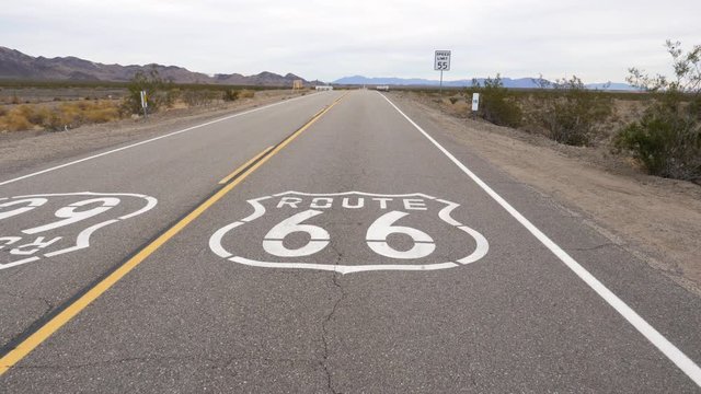 Main Street Of America Or The Sign Route 66 On The Highway