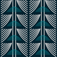 Seamless geometric pattern of arched shapes blue and white colors