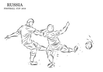 Football player vector by hand drawing.Soccer sport sketch on white background.