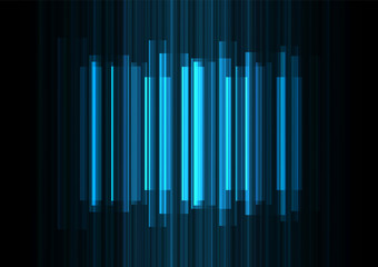 blue frequency bar overlap in dark background, stripe layer backdrop, technology template, vector illustration