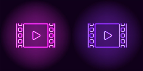 Neon cinema film in purple and violet color