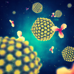 Herpes virus and antibodies , Viral infection and Disease pandemic - obrazy, fototapety, plakaty
