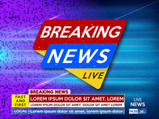 Background screen saver on breaking news. Breaking news live on dots  background. Vector illustration.