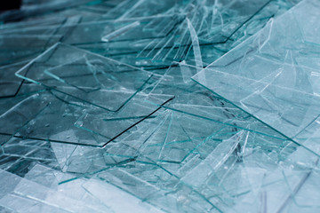 Detail of sharp broken pieces of glass