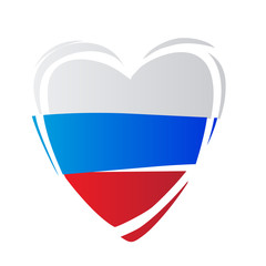 Heart in colors of Russian flag. Russian style. 