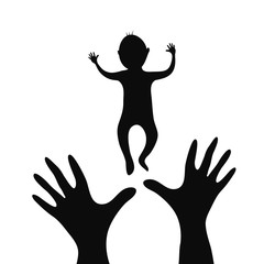 Child on hands, vector illustration of EPS 10