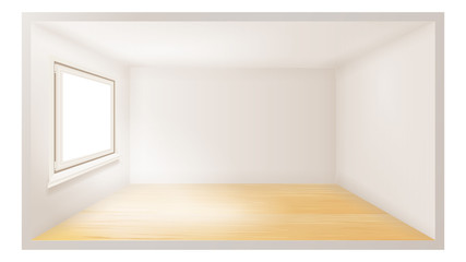 Empty Room Vector. White Wall. Plastic Window. Architecture Apartment. 3d Realistic Illustration