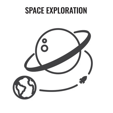 Space Travel icon - Planets - Tourism to Outer Space - Exploration Astrotourism