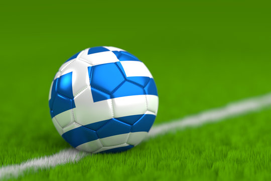Soccer Ball With Greek Flag 3D Render