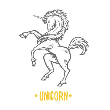 Vector image of heraldic unicorn.