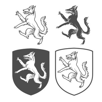 Vector heraldic shields with dog 