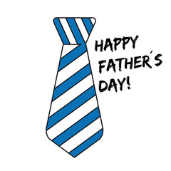 Happy Fathers Day - Tie With Stripes - Vector Icon - Isolated On White Background