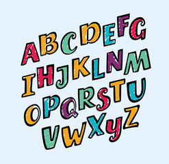 Vector colorfu inclined Alphabet letters,