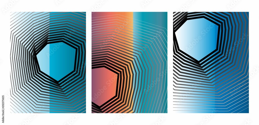 Aufkleber Abstract colorful of geometric line shapes halftone pattern. Texture gradients background. Vector illustration