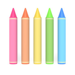 Wax crayon color set on white background, 3D rendered image