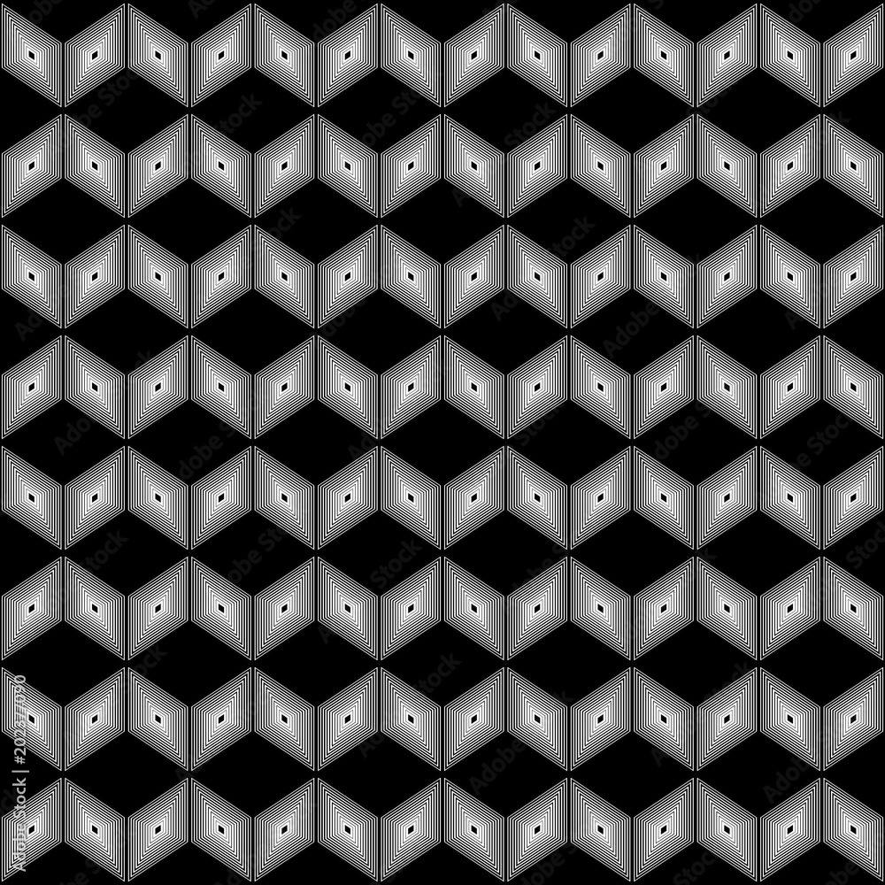 Poster seamless black and white block technology pattern. vector busines background.