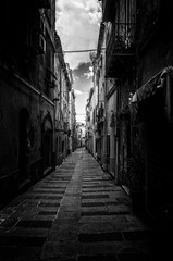 Dark alley in sardinian old town
