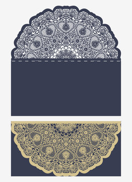 Laser cut template. Vector decorative elements for laser cutting. Wedding invitation card. Openwork lase vector illustration