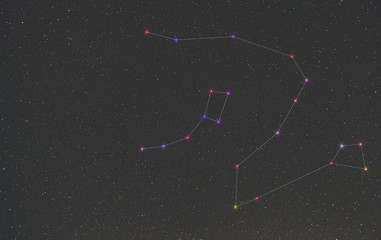 Obraz premium photo of the constellation ursa minor and draco in the infinite space of our space