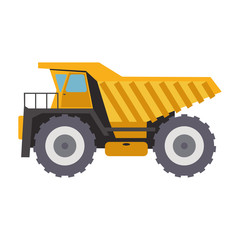 Tipper truck. Dump vehicle. Isolated truck vehicle tipper heavy construction. Vector illustration.