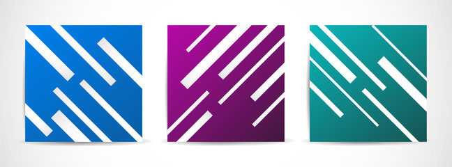 Three colorful covers from squares. Vector geometric brochure