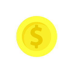Yellow golden coin vector flat illustration design concept. Isolated on white background sign.