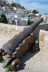 Canon in front of the cathedral of Ibiza town