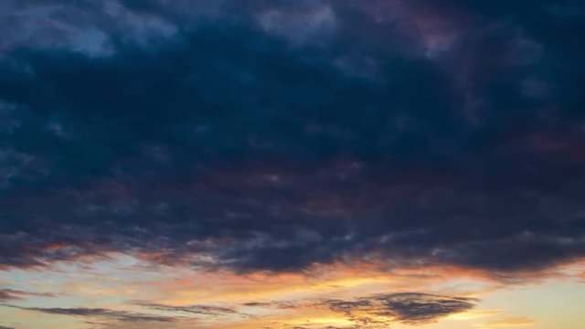 Beautiful clouds at sunset, time-lapse 4K.