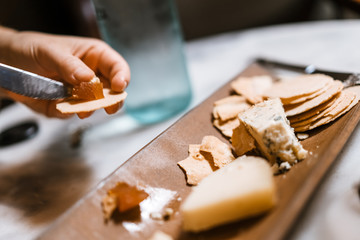 Eating cheese platter